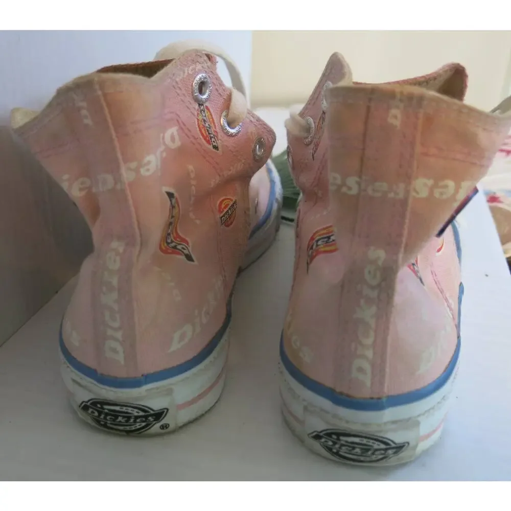 DICKIES High Top Canvas Print Tennis Shoes Sneaker Size 4 Girls Lace Up Pink Y2K
